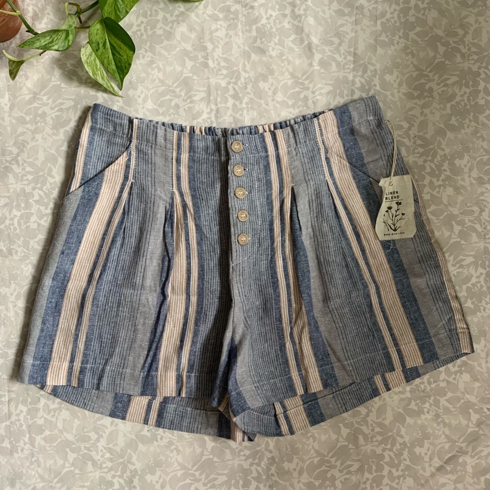 NWT Indigo Rain Linen Blend Shorts